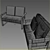 Modern TomEsa Club 2-Seater Sofa 3D model small image 3