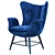 Kare Tudor Blue Velvet Accent Chair 3D model small image 1