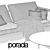 Elegant Porada Kirk Living Set 3D model small image 3