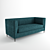 Blue Velvet Chesterfield Sofa 3D model small image 1