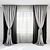 Title: Elegant Black Satin Curtains with Pick-up Brush & Tulle 3D model small image 1