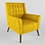 Yellow Velvet Ralph Armchair 3D model small image 1