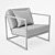 Sleek Black Metal & Tan Leather Armchair 3D model small image 3