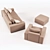 Modular OM Set: Sofa, Armchair, Stool 3D model small image 2