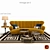 Vintage French Sofa and Coffee Tables Set 3D model small image 1