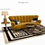 Vintage French Sofa and Coffee Tables Set 3D model small image 2