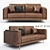 Modern Leather Sofa | West Elm Dempsey 3D model small image 1