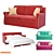 Classic Grace Velvet Sofa | 3 Colors 3D model small image 1