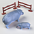 Title: Hippo Family Toy Set 3D model small image 3
