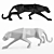 Elegant Panther Figurine in Black and White 3D model small image 1