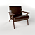 Mid-Century Leather Walnut Chair 3D model small image 1