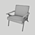 Mid-Century Leather Walnut Chair 3D model small image 3