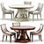 Luxury Ivory Lacquered Dining Set: Stockton Chair & Maxime French Table 3D model small image 1