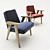 Elegant Mid-Century 366 Armchair 3D model small image 1