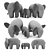 Cozy Knitted Elephant Family 3D model small image 2