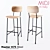 Italian Master H75 Stool: Elegant Steel Frame, Solid Wood Seat 3D model small image 1