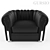 Modern Black Leather Chair 3D model small image 1
