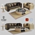 Elegant Turri NumeroTre Sofa Set 3D model small image 1