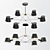 Elegant Black Metal Chandelier 3D model small image 1