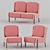 Sleek Blink Armchair Set 3D model small image 1