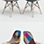 Colorful Eames Style Patchwork Chair 3D model small image 2