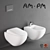 Sleek Flush: Wall-Hung Toilet & Bidet Set 3D model small image 1