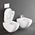 Sleek Flush: Wall-Hung Toilet & Bidet Set 3D model small image 3