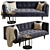 Luxurious Navy Velvet 3 Seater Sofa 3D model small image 1