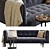 Luxurious Navy Velvet 3 Seater Sofa 3D model small image 2