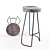 Rustic Steel Wood Bar Stool 3D model small image 1