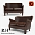 Luxury Leather Settee with Nailhead Detailing 3D model small image 1