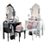 Elegant Vanity Set with Stool 3D model small image 1