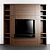 Modern Wood TV Zone with Shelving 3D model small image 1