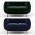 Elegant Velvet Vuelta Sofa 3D model small image 1