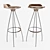 Elegant Walnut Leather Counter Stool 3D model small image 1