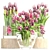 Tulip Trio in Glass Vases 3D model small image 1