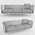 Modern Loose Cushion Sofa 3D model small image 2