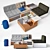 Custom Corner Sofa & Coffee Table Set 3D model small image 1