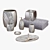 Elegant Silver Gray Bath Set 3D model small image 1