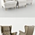 Strandmon Armchair with Pouf 3D model small image 2