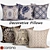 Decorative Pillow Set: Indigo Ikat, French Country, Distressed Geometric 3D model small image 1