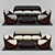 Elegant Wood Sofa Set 3D model small image 1