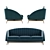 OTTIU Carole Velvet Sofa 3D model small image 2