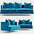 Elegant Midnight Velvet Sofa 3D model small image 1