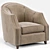 Camel Velvet Round Seamed Armchair 3D model small image 1