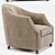 Camel Velvet Round Seamed Armchair 3D model small image 2