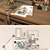 Industrial Loft Writing Desk & Round Aquarium 3D model small image 3