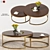 Kanta Nested Cocktail Tables - Modern Wood and Brass Coffee Table Set 3D model small image 1