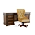Elegant Hooker Desk & Chair Set 3D model small image 1