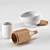 Harmonious Fusion: Ceramic & Wood Tableware 3D model small image 3